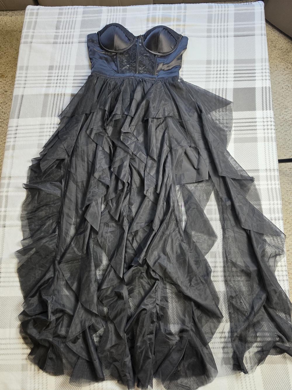 Forever 21 Black Strapless Ruffled Tulle Gown